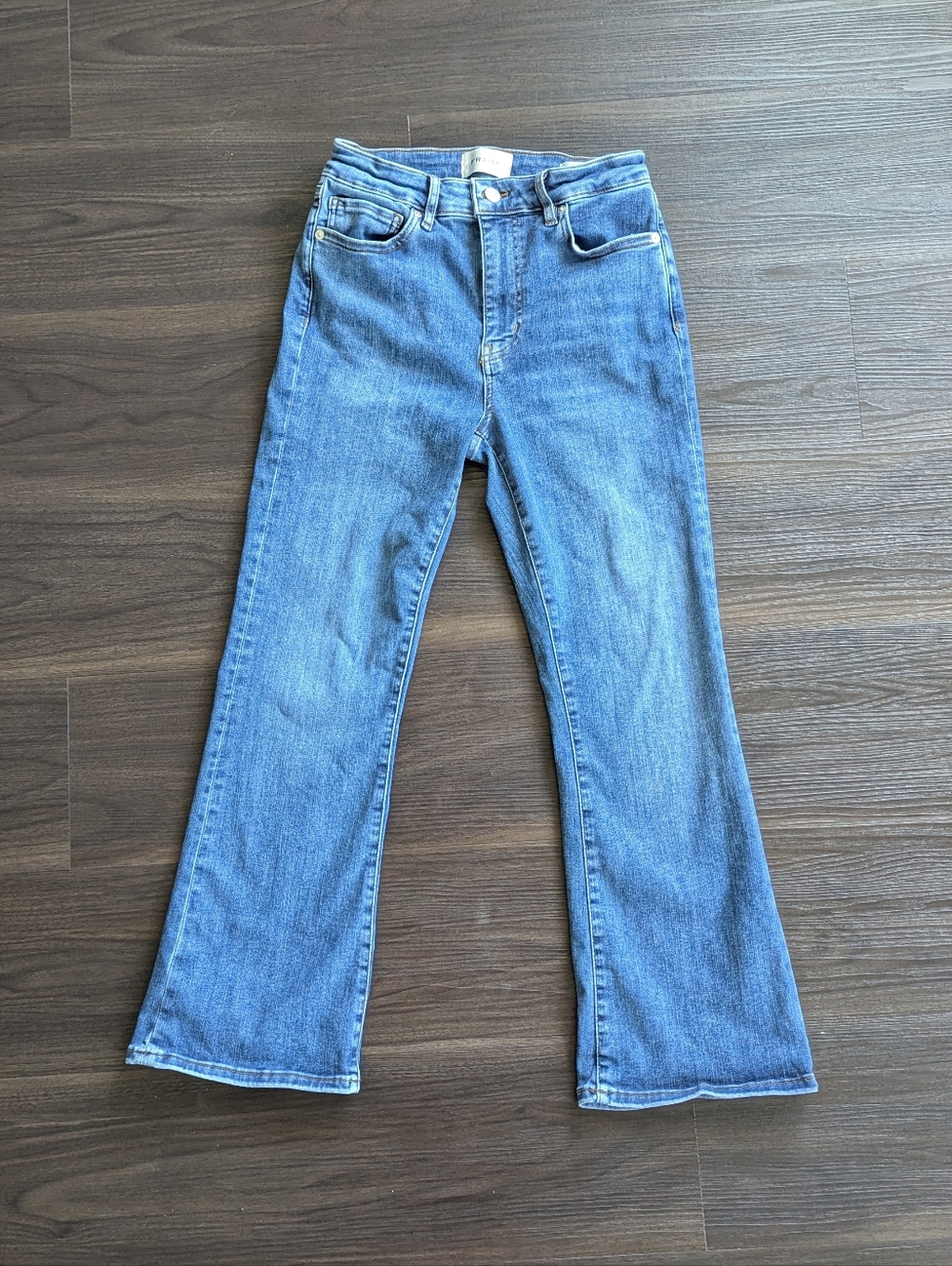 FRAME Le Crop Mini Boot Jeans Size 27 Organic Cotton Blue Denim